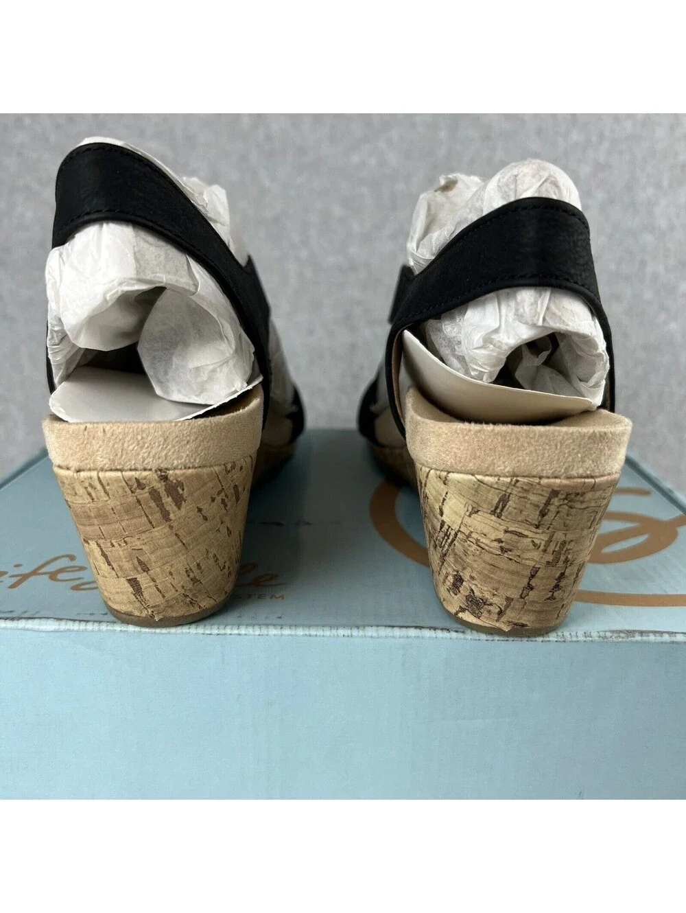 Life Stride Platform Wedge Sandals Heels Womens 9.5 Strap Cork beach Summer *